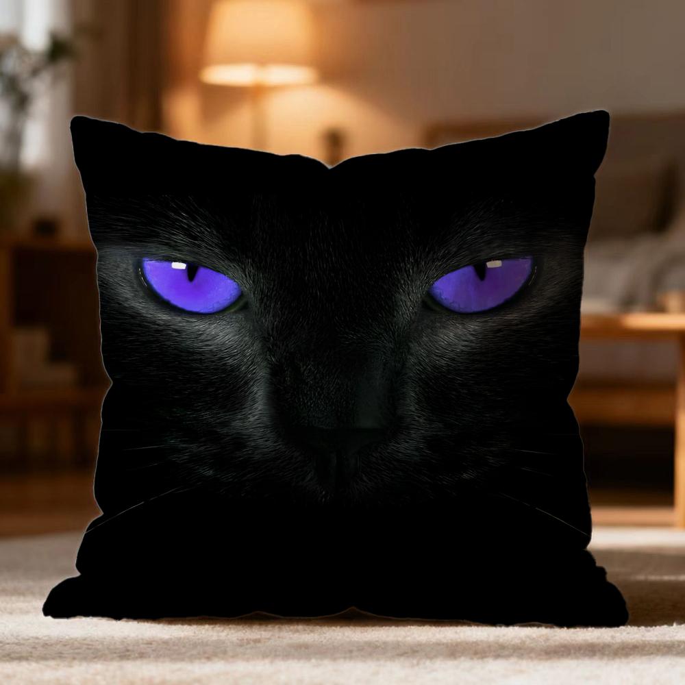 Popular Black Cat Cushion Cover Soft Washable Pillow Case Multi-Scene For Couch Bed Travel Office Use