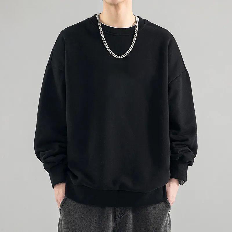 Autumn Winter Sweatshirts for Men Loose Round Neck Pullovers Long-sleeved Bottoming Shirts for Versatile Trendy Tops Hoodies