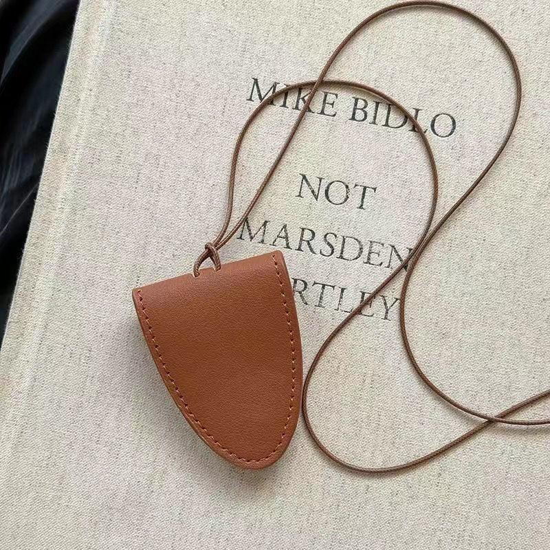 Neck magnetic leather glasses bag Neck card bag Unisex portable long chain key bag Sunglasses storage bag
