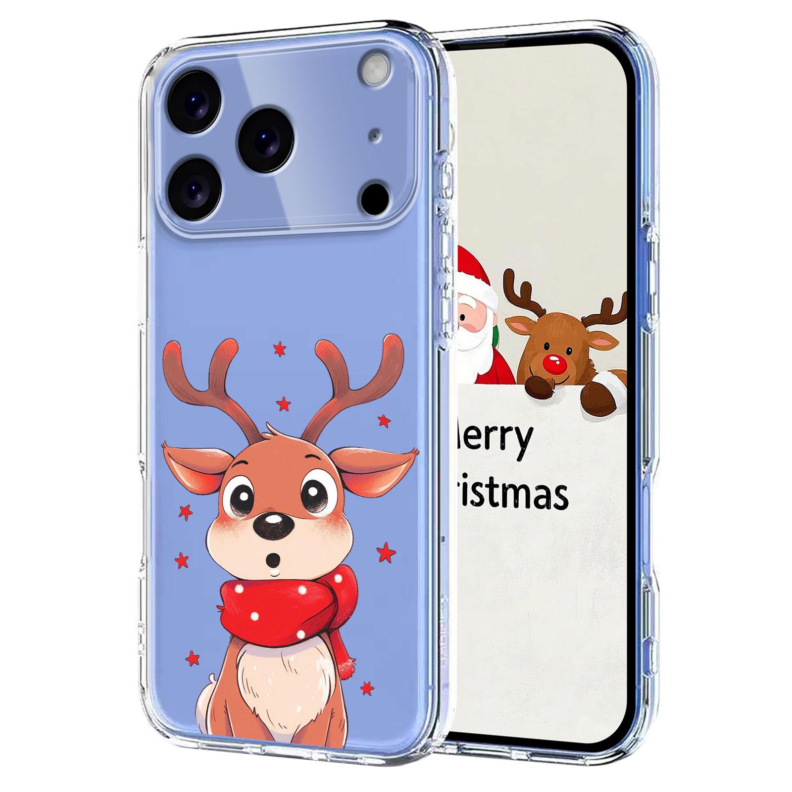 For iPhone 17 Pro Case Christmas Themed Pattern Printing TPU Phone Back Cover B