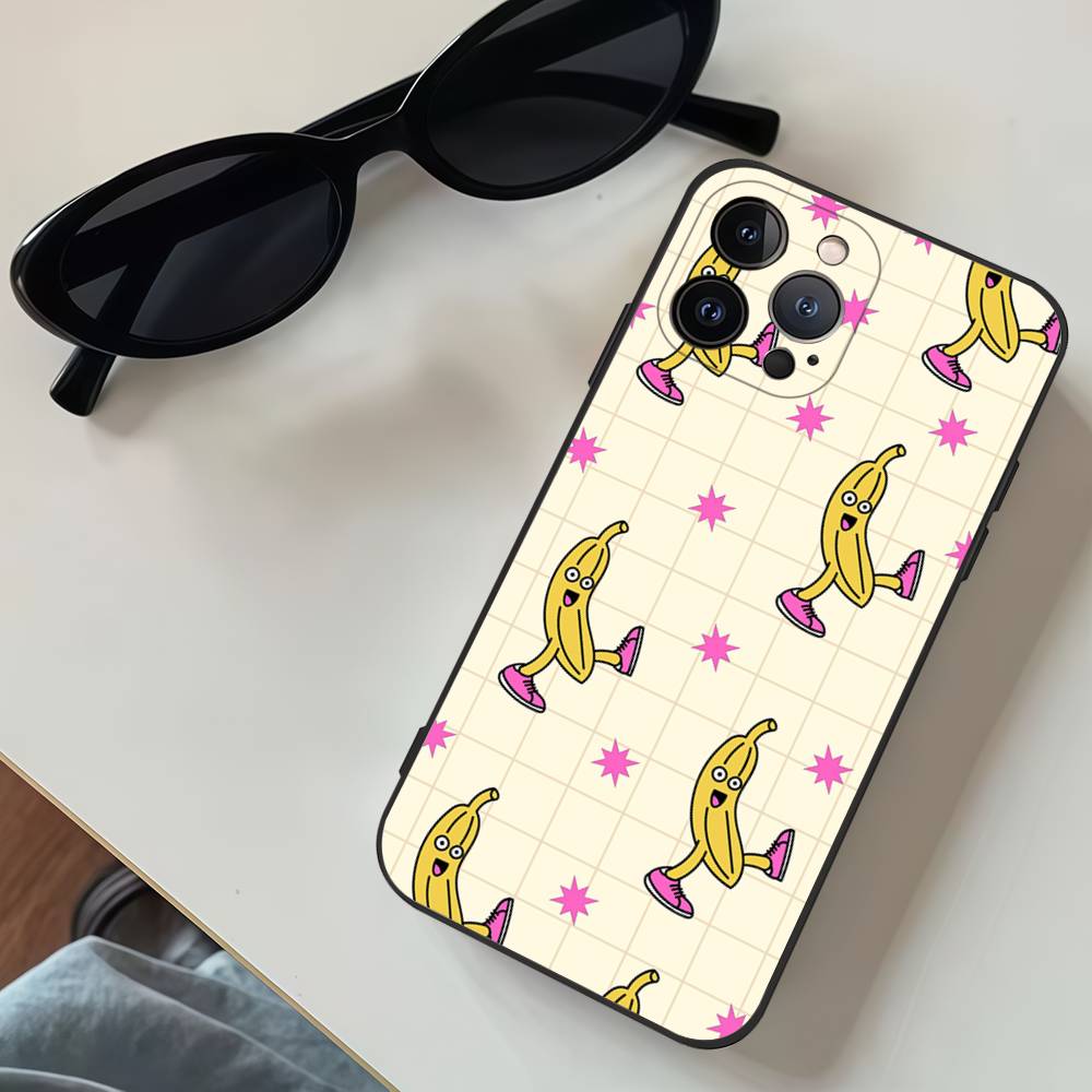 Yellow Banana Eearing Sneakers Black Silicone TPU Phone Case For Iphone17 Air 16 15 14 13 12 Pro 11 Pro Max Plus Cover Case