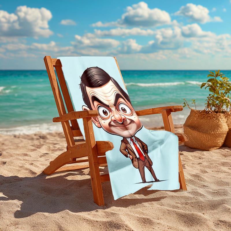 1Pc Mr Bean'S Adventure Beach Towel Quick Dry Multiuse For Beach Pool Gym Yoga Home Travel Christmas Halloween Xmas Gift En121
