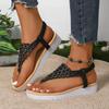 Fashion Women Summer Lightweight Wedge Sandals Fashion Out Clip Toe Thong Roman Sandals Hollow Comfortable Non Slip Beach Shoes Woman