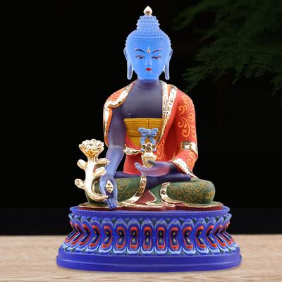 Coloured Glaze Medicine Buddha Buddha Statue Ornament, Light Buddha Buddha Home Worship, Buddha Hall Decoration