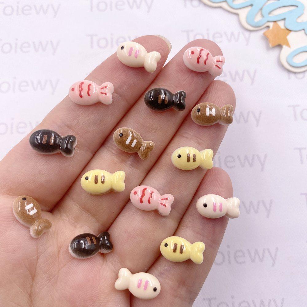 

50 шт. Смола Каваї Барвисті Міні Коти Рибки Плоска спинка 2D Мультяшний Камінь для Нейл-Арту DIY Ювелірні Вироби Скрапбукінг Декор Аксесуари