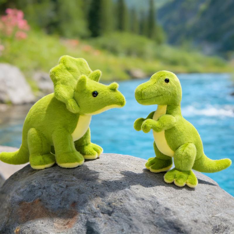 Cartoon Green Dinosaur Series Plush Toys Soft Lifelike Tyrannosaurus Stegosaurus Triceratops Doll Cute Kids Companion Doll