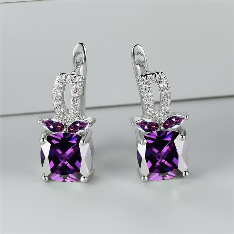 

Модные белые квадратные серьги с кубическим цирконием, женские милые серьги-кольца с фруктами, модные серебряные украшения для женщин, аксессуар фиолетовый