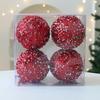 4 Pcs Christmas Ball Ornaments Glitter Sequin Shatterproof Foam Balls Decoration with Faux Pearl for Xmas Wedding Party Holiday Decor