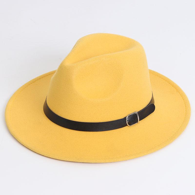 Einfarbiger Filz-Fedora-Hut Britischer Retro-Stil Unisex Flacher Rand Gentleman Flache Krone