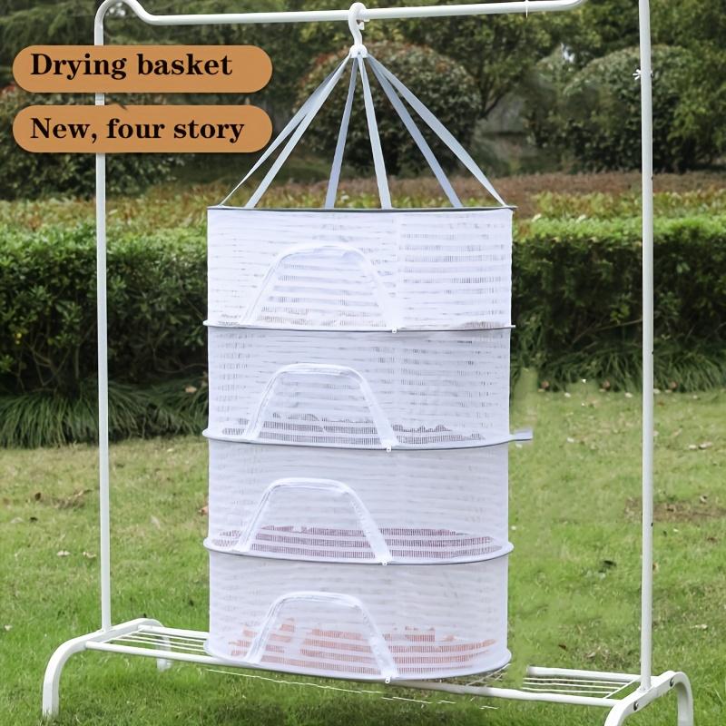1~3patrový skládací sušák na prádlo se zipem - Netoxická polyesterová síťovina pro ryby, krevety a bylinky Vhodné pro sušení potravin a zavěšování ovoce