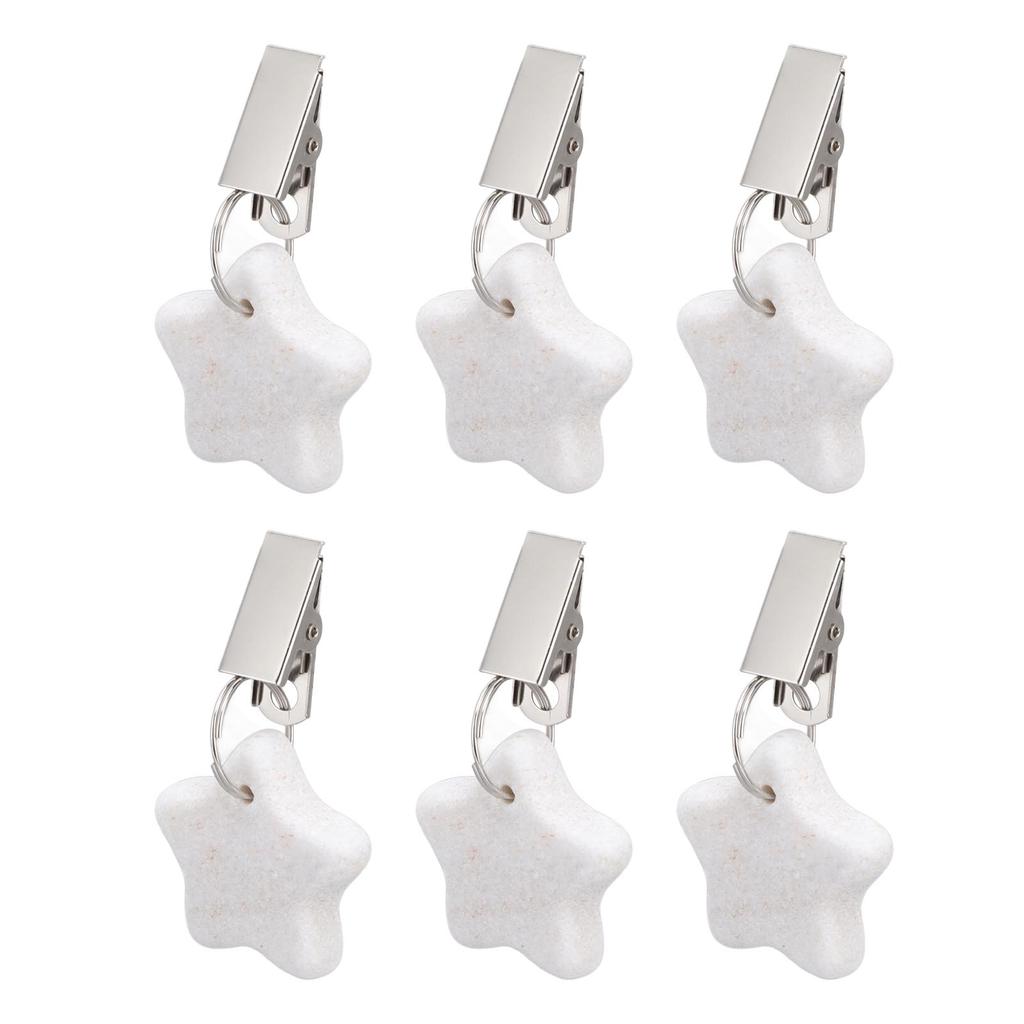 6Pcs Tablecloth Weights Marble Stainless Steel Small Size Waterproof Rustproof Durable Clip On
