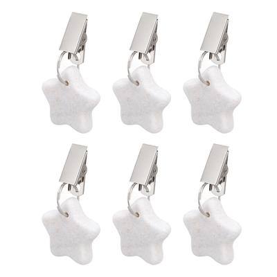6Pcs Tablecloth Weights Marble Stainless Steel Small Size Waterproof Rustproof Durable Clip On