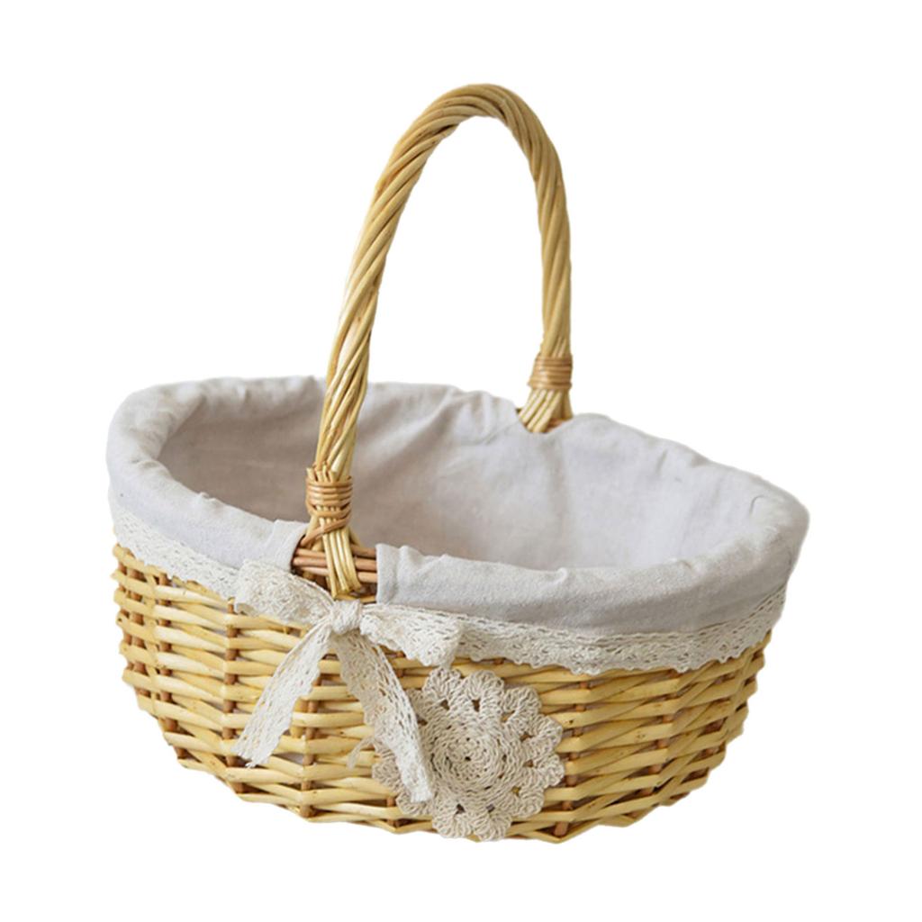 Multipurpose Willows Wicker Basket Portable for Groceries or Outdoor Activities Comfortable Handle Easy To Clean