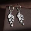 ZAKOL Classic Marquise Leaf Zircon Tassel Hanging Earrings for Women Sparkling Clear AAA Zircon Bridal Wedding Zircon