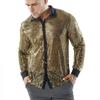 Summer Men's Long-sleeved Performance Clothes Striped Shirts Buttons And Sequins Shiny Shirts For Disco Parties Nightclubs