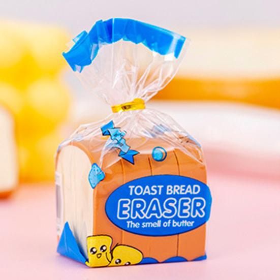 4Pcs/Set Pencil Erasers Cute Cartoon Realistic High Toughness Traceless Labor-saving Wipe Clean Christmas Gift Funny Toast Bread Kids Students Erasers