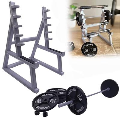 1 juego de soporte para barra con forma de bolígrafo, miniestante para sentadillas, adorno con barras y pesas, divertido organizador de escritorio para regalo de levantamiento de pesas