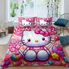 This Hello Kitty three-piece bedding set with a cartoon heart print, including one duvet cover and two pillowcases, makes a perf