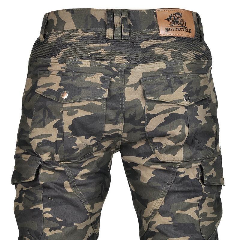 Mens Motorcycle Riding Pants With Multiple Pockets Tactical Camo Protective Gear Street Racing Off-Road Use