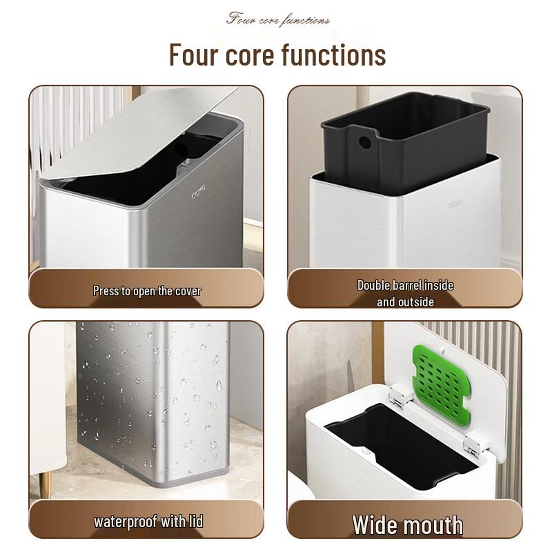 CCKO Slim Space-Saving Trash Can 6L