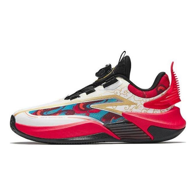 Anta Kids Qingkuang Fabric Fashion Low-Top Basketball Shoes White Red Sizes 33-42 Youth 312511115-1 39
