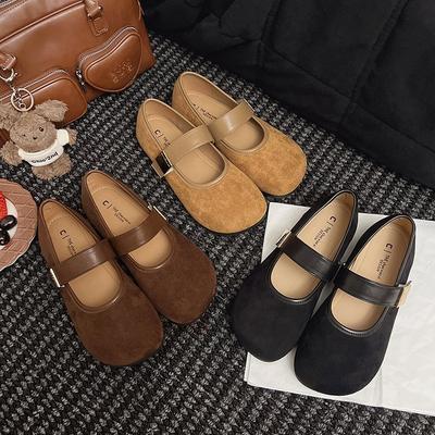 Moda stile britannico borsa semplice testa di borsa donna primavera estate nuova fibbia metallica a una parola bocca bassa scarpe singole comode a un pedale