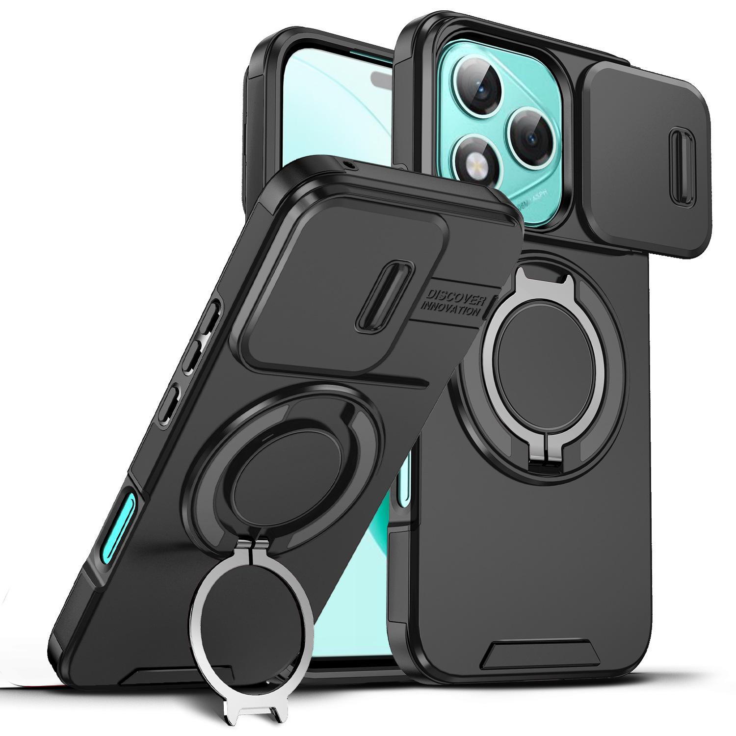 

For Honor 400 Pro Case, Magnetic Camera Cover Phone Case Cover with 360° Rotating Ring Holder for Honor 400/400 Pro/400 Lite Honor 400 чёрный