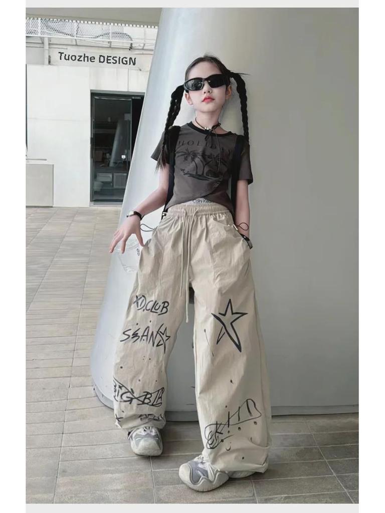 2024 Girls' Summer Graffiti Hip-Hop Streetwear Pants