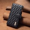 Applicable to iPhone16E mobile phone leather case 14Pro rhombus pattern small fragrant style zipper bag leather case 15plus solid color