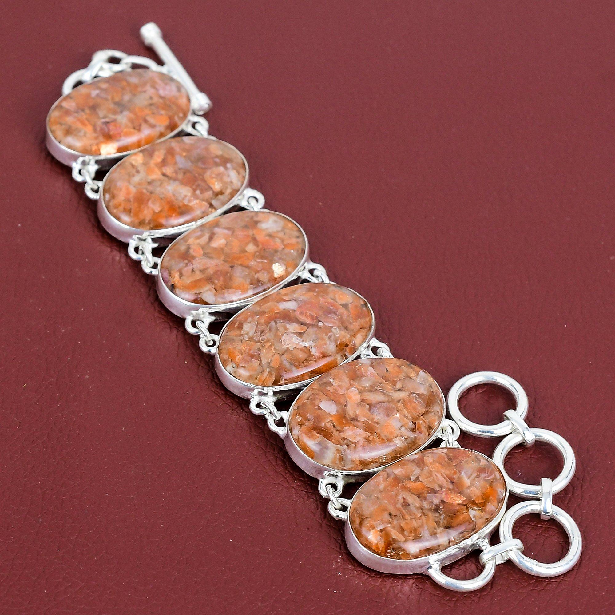 Sunstone bracelet natural gemstone bracelet unique jewelry 925 sterling silver bracelet adjustable chain bracelet handmade bracelet for gift Adjustable