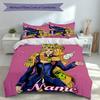 3pcs Custom Name JoJo's Bizarre Adventure Set,Includes 1 Duvet Cover and 2 Pillowcases,All-season Bedroom Decor