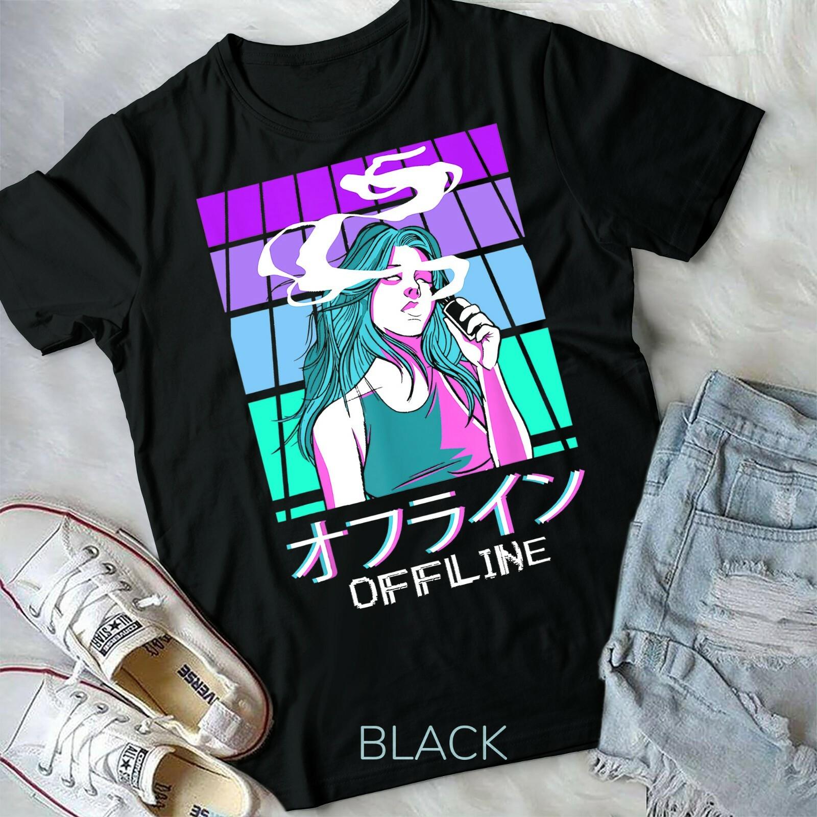 Japanese Aesthetic Vaporwave Smoking AntiSocial Anime Girl Unisex Form T-shirt S