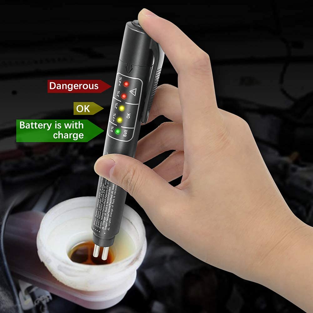 Brake Fluid Liquid Tester, Auto Diagnostic Testing Tool, Oil Moisture Analyzer with 5 LED Indicators, Auto Diagnostic Checker Tool for DOT3 DOT4
