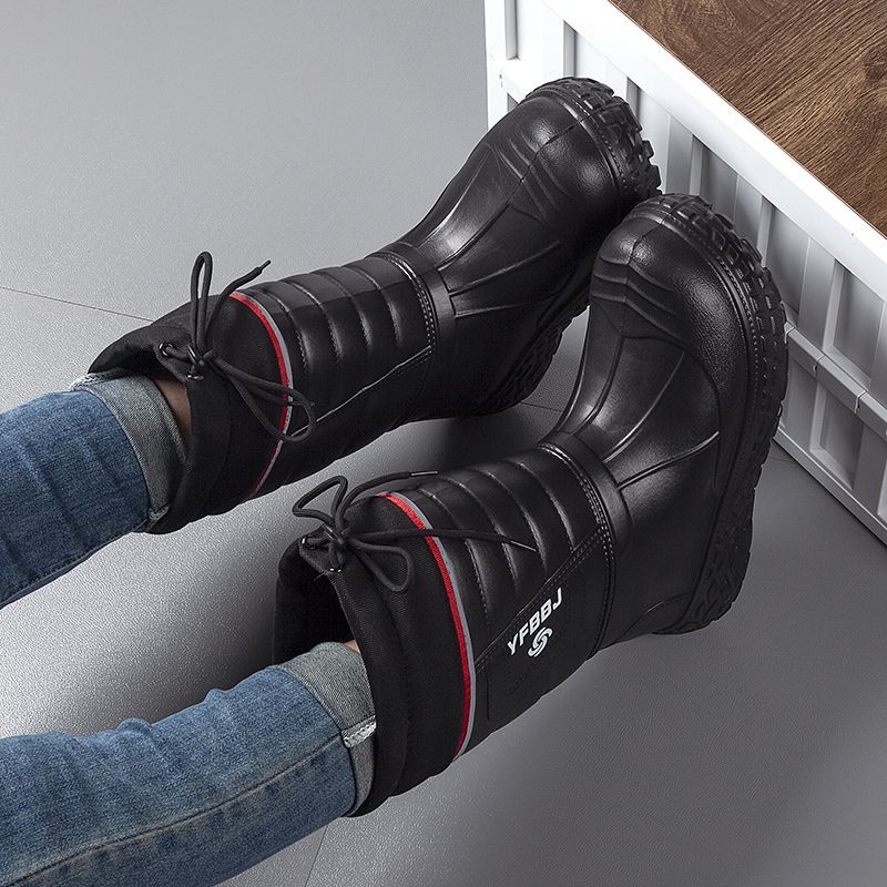 Herren Schnee Stiefel Wasserdicht Regen Stiefel Verdickt Fleece Hoher Schaft Freizeit Schuhe Bequem Warm Baumwolle Schuhe EVA Arbeit Herren Stiefel