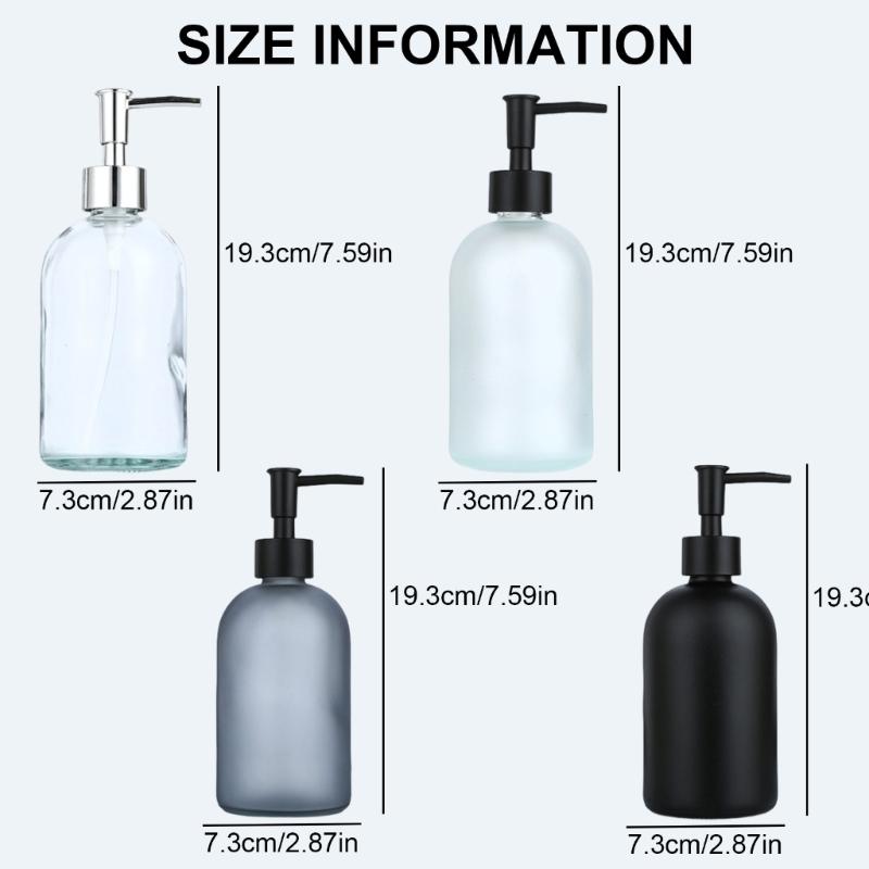 410ml Soap Dispenser Glass Lotion Bottle with Rustproof Stainless Steel for Bathroom and Kitchen Use