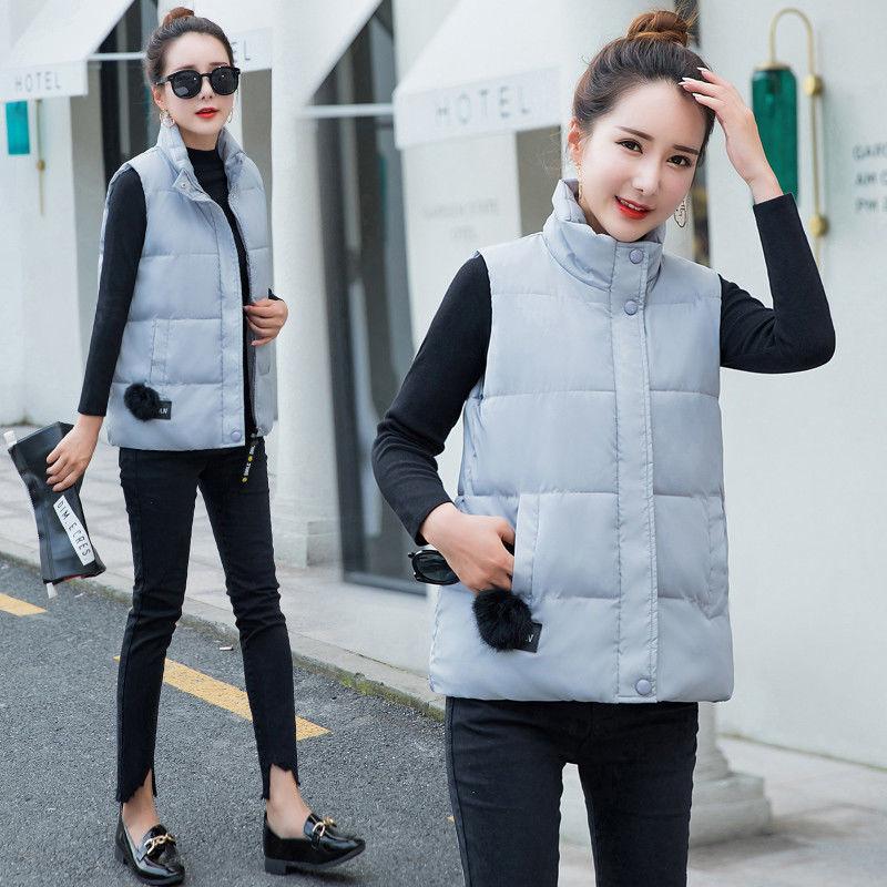 

Autumn and winter new Korean version down cotton hairball vest women s short loose student sleeveless vest cotton jacket XXXL сірий колір