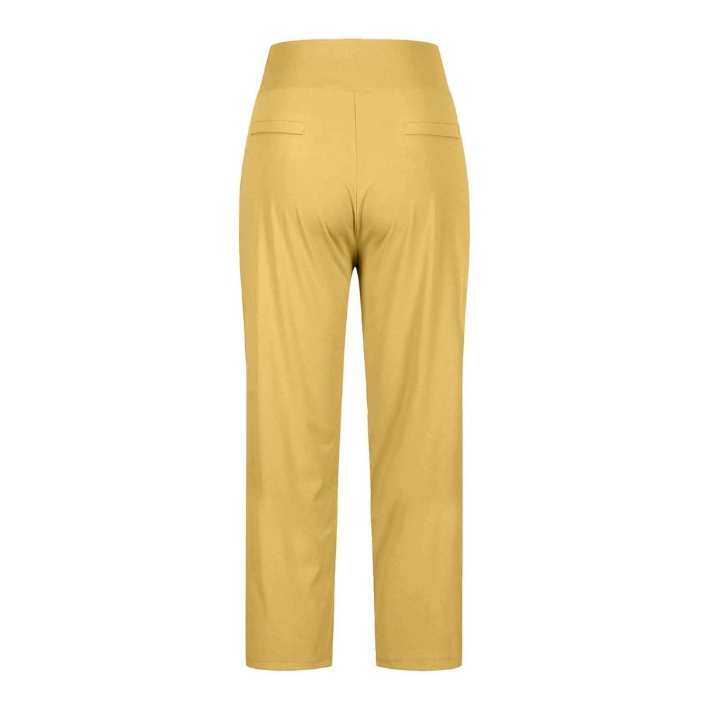 Women's Fashionable Solid Color Pocket Pants High Waist Sports Yoga Casual  Pants