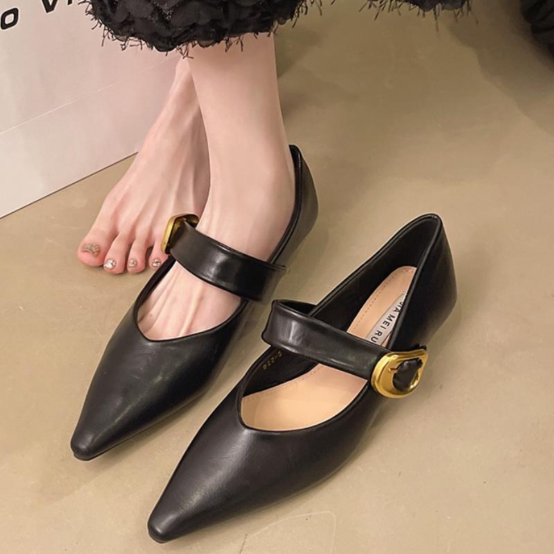 

Модные остроносые туфли Мэри Джейн, женские весенние новые модные ретро туфли с неглубоким носком и толстым каблуком, маленькие кожаные туфли 35 чёрный