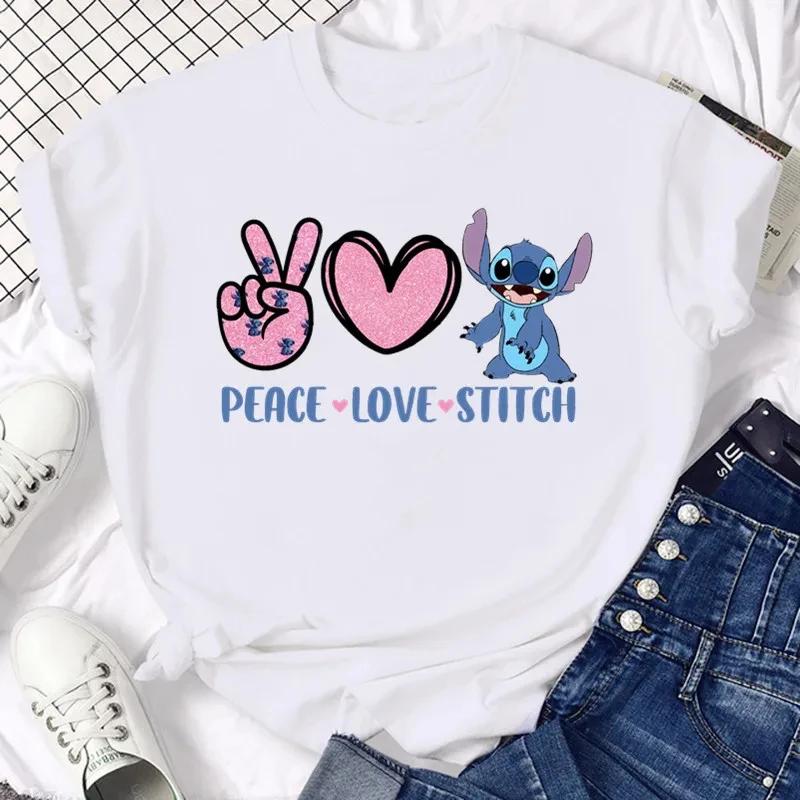 Disney Funny Not Today Stitch Women's Clothing Cartoon Y2k Stitch Summer Top Casual T-shirt Women's Cotton T-shirt