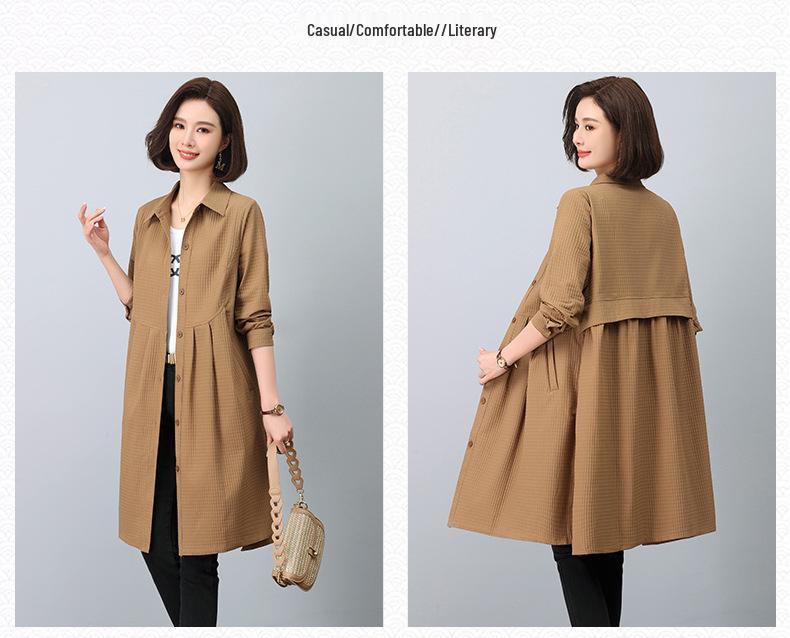 2024 Women's Mid-Length Trench Coat: Chic Spring & Autumn Fashion for Mature Women