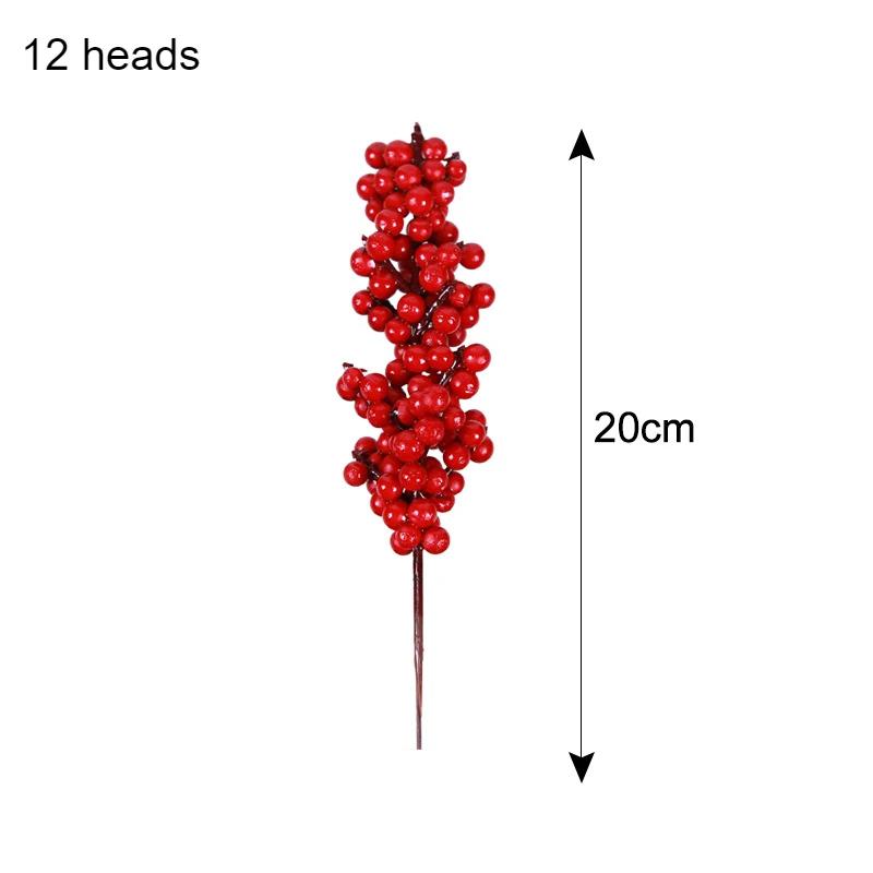 Christmas Red Berry Branches Artificial Holly Berries Stamen Fake Flowers Plants Ornaments for New Year Party Home Decor Gifts
