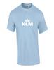 KLM White Retro Logo Shirt Dutch Airline Aviation Geek Sky Blue Cotton T-Shirt