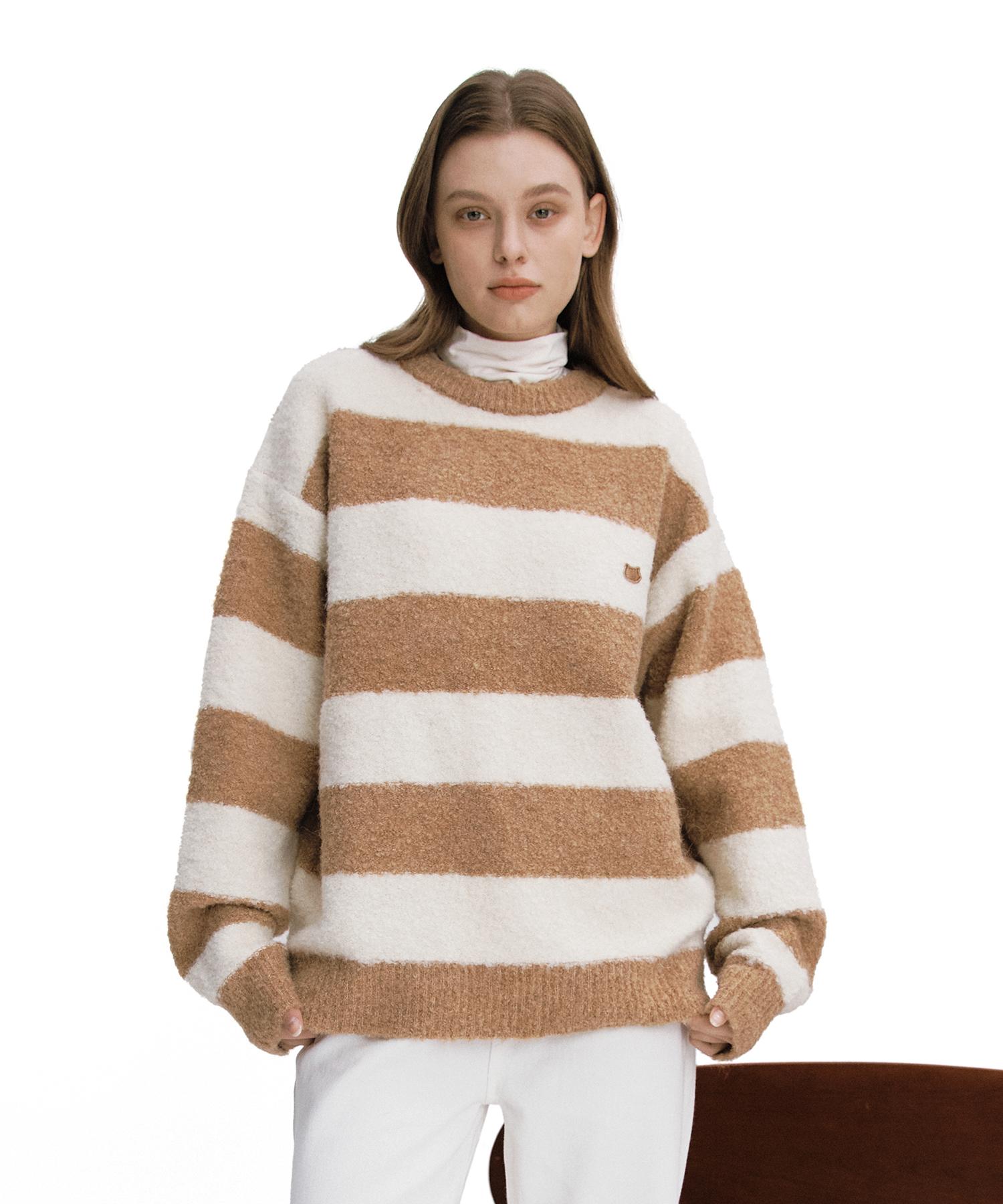Lmr Wappen Stripe Wool Boucle Pullover Knit Beige Beige/Free
