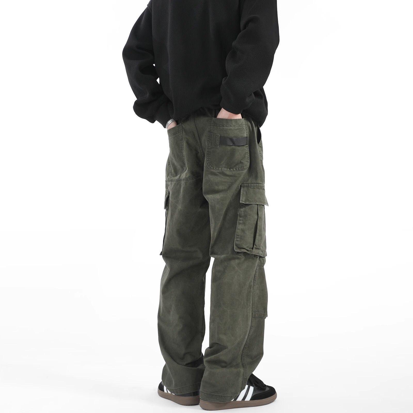 

Unisex Multi-pocket Cargo Pants: Autumn High Street Straight-Leg 3XL сірий колір