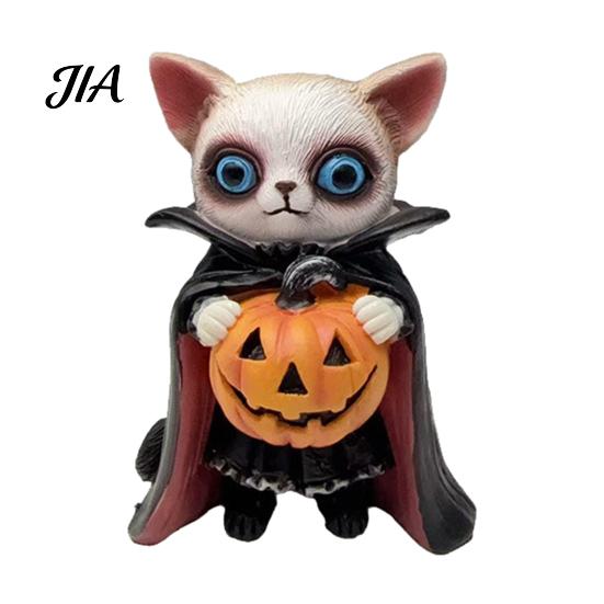 Unique Halloween Gift for Friends Highland Cow Figurine, Wizard Broom & Bat Wing Pumpkin Ornaments Ornament, Weatherproof Desktop Decor Home