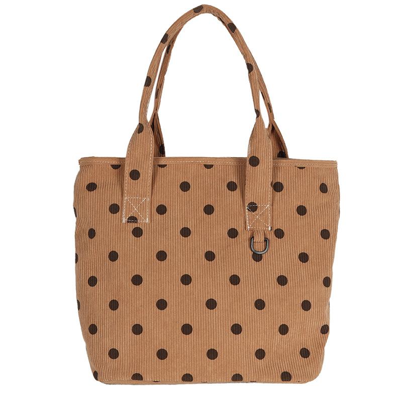 Newest Polka Dot Canvas Shoulder Bag College Student Class Bag Simple Japanese And Korean Style Portable Shopping Bag