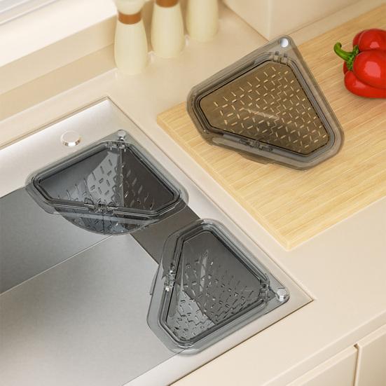 Magnetic Corner Sink Basket Triangular Kitchen Sink Strainer Easy Cleaning Drain Catcher for Food Scraps
