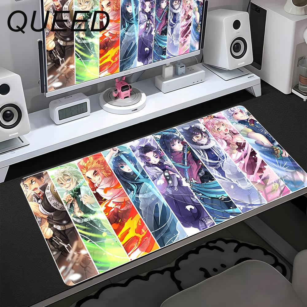 Computer Table Mat Keyboard Desk Pads Anime Mouse Pad Kawaii Girl Mausepad 900x400mm Rubber Non-slip Mouse Mats Demon Slayers XL