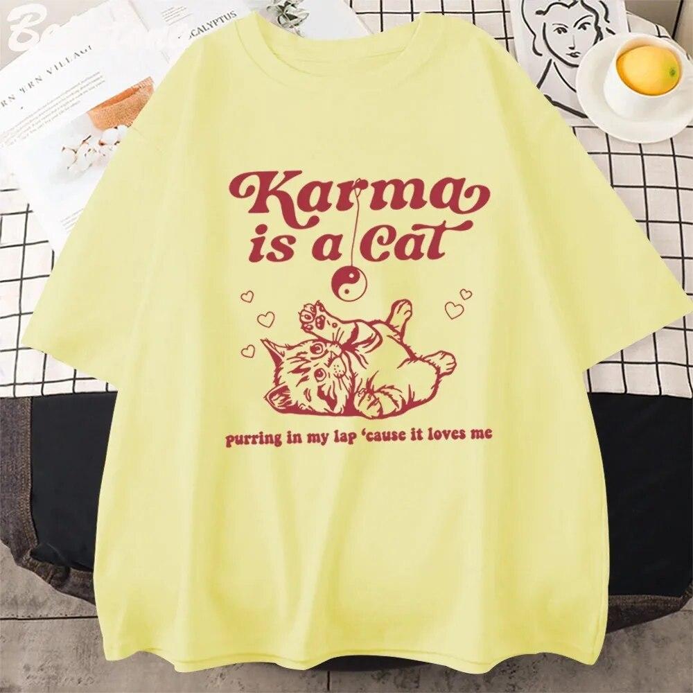 Karma is a cat 2023 Taylor Midnight Album Хлопковая футболка унисекс Топ Meet Me Camisetas Прямые продажи унисекс 3XL 2514₽