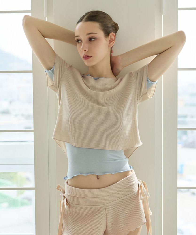 Debiweeo Mellow Waffle Crop Top Devi-T0157-Beige